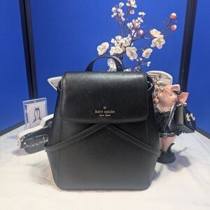 Kate Spade Madison Flap Black Leather Backpack